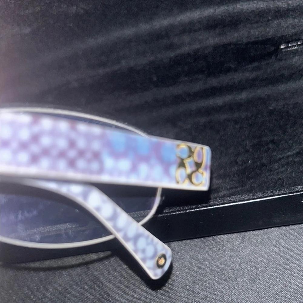 Coach Blue Patterned Eyeglasses Frames with Coach Case and Cleansing cloth